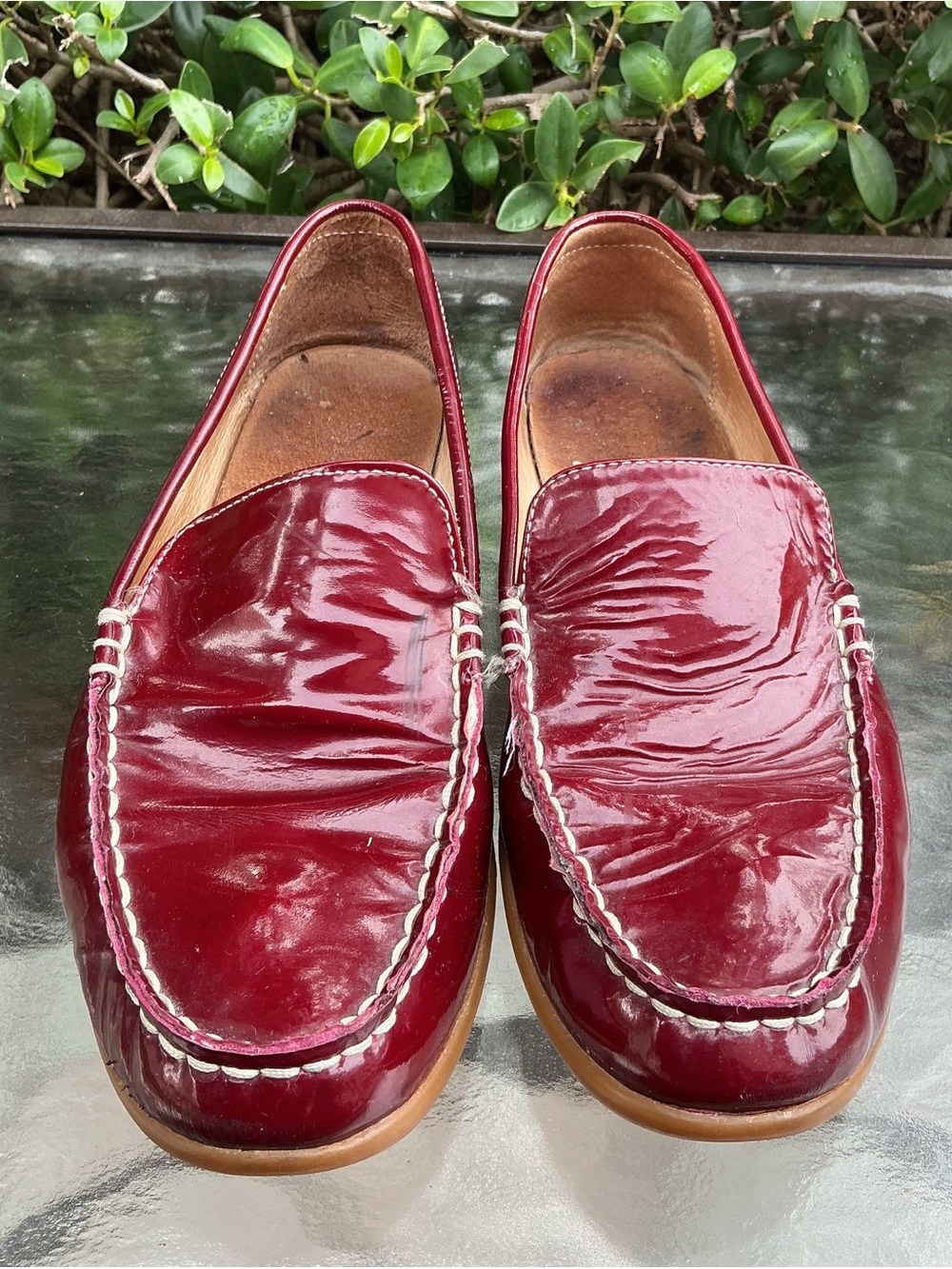 Coach Burgundy Leather Slip-On Loafers